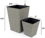 Square Wicker Self-Watering Planters, 2-Pack, Gray - Image 2