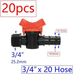 20pcs Drip Irrigation Valve 4/7 3/8/10/12/16/20 /25mm Pipe Garden Tap 1/2" 3/4" Male Thread Water Hose Barb Connector(P) - Image 2