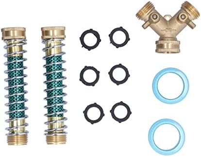 Hose Splitter 2 Way Brass Heavy Duty Water Hose Connector, Leakproof Garden Hose Splitter with Hose Protector and Rubber Washers, NPT 3/4 Inch for Faucet and Sprinkler - Image 3