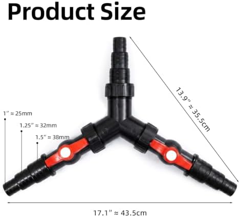 3 Way Hose Connector, Y Pond Hose Adapter (25/32/38mm), Pond Pump Y Water Distributor for Fish Tank & Water Tank for Irrigation (CST-02F) - Image 2