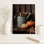 Autumn Harvest Wall Art, Vintage Copper Watering Can Decor, Fall Leaves and Pumpkins Home Aesthetic Print for Living Room, Kitchen, Seasonal Decor 16x20 Inch - Image 5