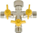 4-Way Heavy-Duty Garden Hose Splitter, Brass Manifold with Shut-Off Valves, Nickel Plated Corrosion-Resistant, Full Port Design, 3.5 X 3.9 in Water/Air/Oil Distributor by Unknown