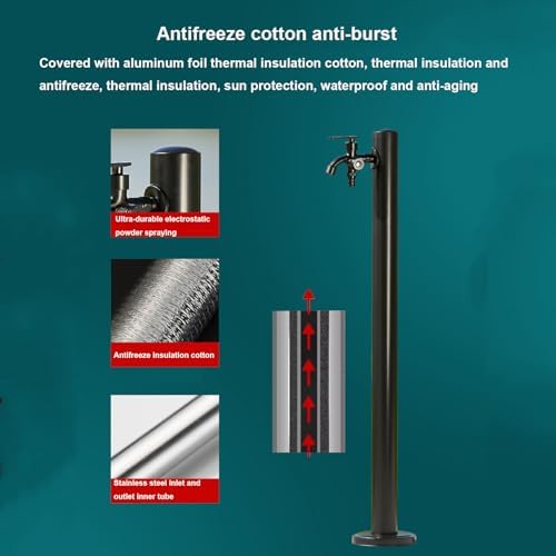 Freestanding Stainless Steel Garden Hose Holder with Faucet - Outdoor Fountain Hydrant for Car Washing, Watering, and Landscape Decor - Image 5