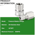 TAISHER 6PCS 304 Stainless Steel 3/8" Female NPT High Pressure Washer Quick Connect Coupler for Pressure Washing Gun Hose Accessories - Image 4