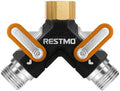 RESTMO 2 Way Garden Hose Splitter Heavy Duty Full Metal Body by Restmo