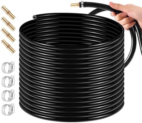 Self Sinking Aeration Hose, 3/8 inch 328 Feet Weighted Pond Aerator Hose Kit with 4 Stainless Steel Hose Clamps and 4 Copper Menders Use for Aquaculture,Garden,Pond (328ft) by Unknown