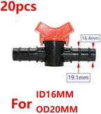 20pcs Drip Irrigation Valve 4/7 3/8/10/12/16/20 /25mm Pipe Garden Tap 1/2" 3/4" Male Thread Water Hose Barb Connector(G) - Image 2