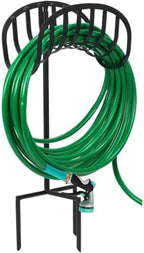 Garden Water Hose Holder Stand With Ground Stakes, Black Freestanding Storage Rack, Holds Up To 125 Ft 5/8 Inch For Backyard, Lawn And Patio Organization by Unknown