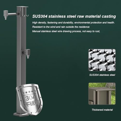 304 Stainless Steel Vertical Garden Water Column, Outdoor Water Fountain Courtyard Hydrant Retro Post Faucet, Garden Hose Holder with Brass Faucet,freestanding Antifreeze Faucet Water Dispenser - Image 5