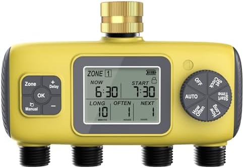 Watering Timers, Irrigation Timer Garden Hose Programmable Rain Delay Controller 4 Zones Outdoor Sprinkler for for Garden Hose by Unknown