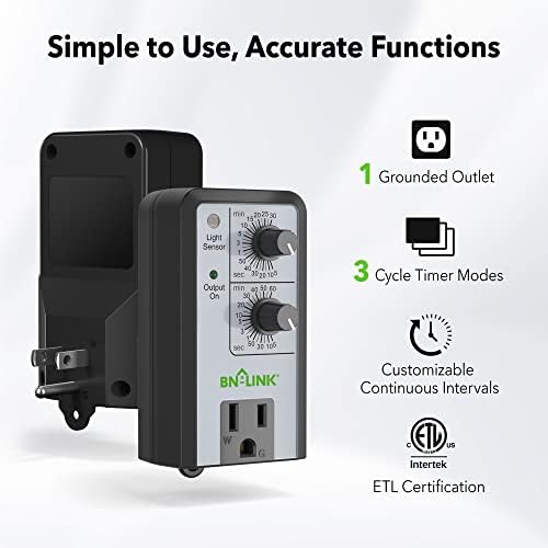 BN-LINK Short Period Repeat Cycle Intermittent Timer, Interval Timer - Day, Night, or 24 Hour Operation, Photocell Light Sensor Dusk to Dawn for Hydroponics Aquaponics Aeroponics - Image 2