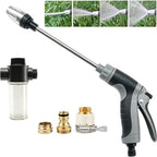 High Pressure Hose Nozzle with 4 Spray Modes, Adjustable Water Spray Gun, Metal Garden Hose Sprayer for Car Wash, Plant Watering, Patio & Outdoor Cleaning (Sprayer Kit with 3 Connectors & Foam Cannon) by Unknown