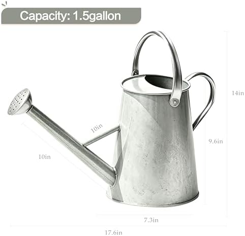 1.5 Gallon Metal Watering Can for Outdoor Plants, Large Watering Can, Zinc - Image 2