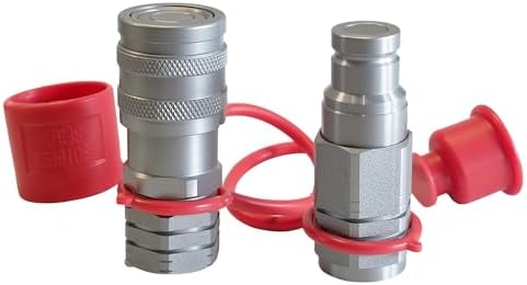 3/8" Flat Face Hydraulic Quick Connect Coupler Set,3/8" NPT Thread,5076 PSI,ISO 16028 Standard,with Dust Caps by LOSTAR