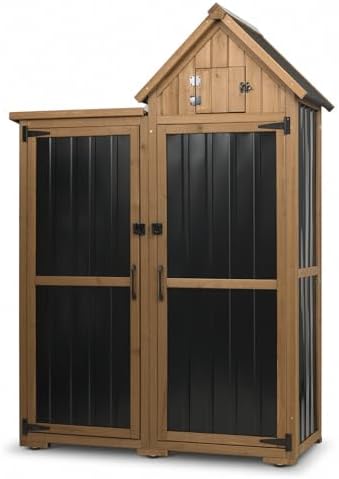 Ketive Outdoor Storage Cabinet, 67" Wooden Garden Tool Storage Shed by Ketive