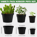 RooTrimmer 4/6/8 Inch Black Plant Nursery Pots, 15 Pack, Thickened Plastic with Drainage Holes, Indoor/Outdoor - Image 3