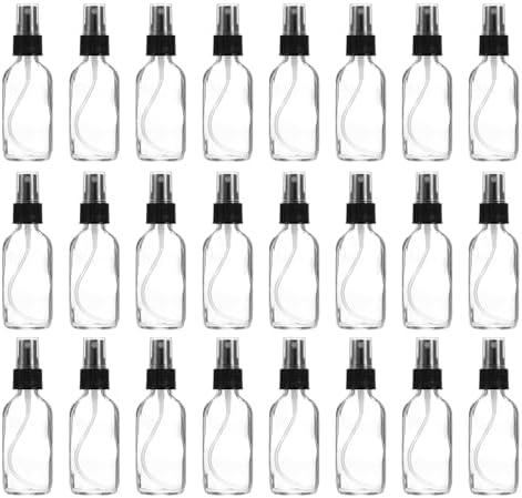 PATIKIL 1oz Glass Spray Bottles, 72pcs Nozzle Leak Proof Empty Water Mist Stream Sprayer for Cleaning Solutions Plants Hair, Clear Black by PATIKIL