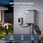 SURAIELEC 20A Heavy-Duty Outdoor WiFi Smart Timer Switch App/Voice Control - Image 2