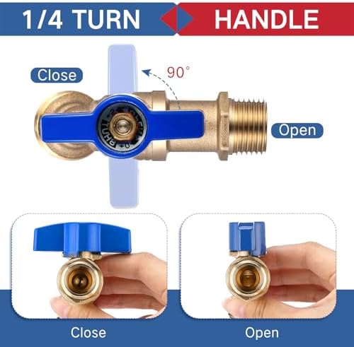 VIHOSE 10 Pack Brass Hose Bibb 1/2" MIP X 3/4" MHT Male Thread Valve, Blue - Image 6