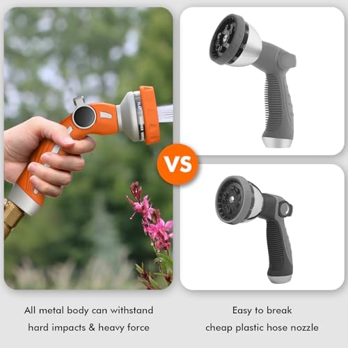RESTMO Hose Nozzle Heavy Duty, Metal Water Hose Sprayer for Garden - Image 6