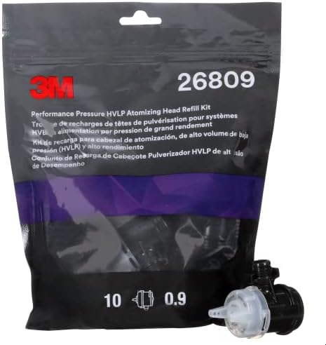 3M Performance Pressure HVLP Atomizing Head Refill Kit 26809, White, 0.9 by 3MAutomotive