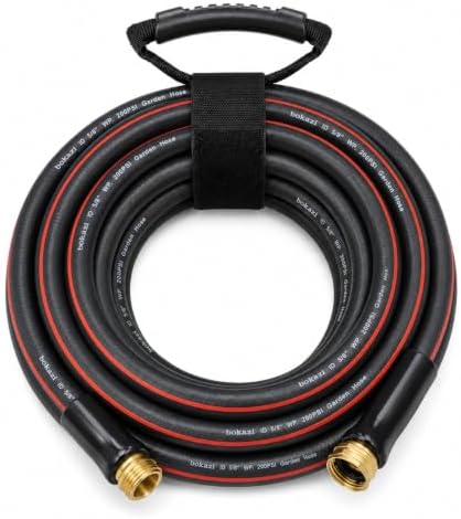 50FT Rubber Garden Hose, 5/8'' Flexible Water Hose & 3/4'' Brass Fittings - Image 2
