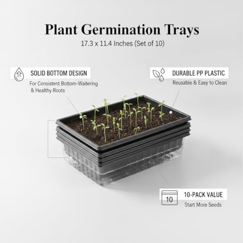Indoor Gardening & Greenhouse Bench Seedling Trays, 10-Pack Solid Bottom Plant Germination Trays for Bottom Watering, 15.35 x 11.42 Inches - Image 5