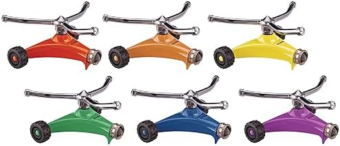 Dramm ColorStorm 3 Arm Whirling Sprinkler on 6" Wheeled Heavy Duty Metal Base, for Lawn, Yard, Garden and Large Area, Green, 70 Ft Diameter Reach - Image 3