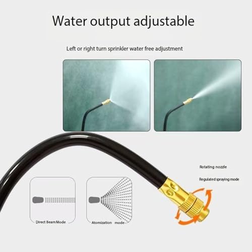 Brass misting Nozzle tee with 8-inch Built-in Hose Adjustable 360° Rotation for Outdoor Patio Garden Cooling System Atomizing Nozzle + 12mm tee Belt 100pc - Image 6