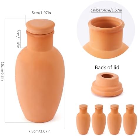 8pcs 3.1 * 3.1 * 6in Olla Pots for Garden Olla Watering System Terracotta Watering Pots Olla Watering Pot with Lid Terracotta Globes Clay for Indoor and Outdoor Terra Cotta Clay - Image 2
