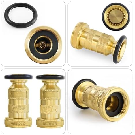 2X Fire Hose Nozzle 1-1/2 Inch NPSH/NPT Fire Hose Nozzle 100 Psi 75 Gpm Brass Fire Equipment Jet Fog Sprays Nozzle - Image 6