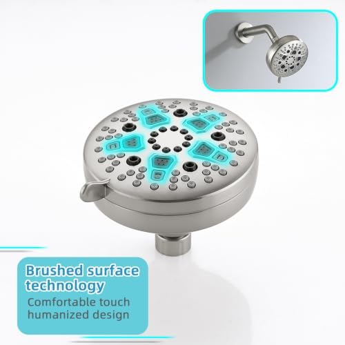 Brushed Nickel Shower System with High Pressure 6-Spray Rain Shower Head, 360° Rotatable Anti-Clog Silicone Nozzles, Wall-Mounted Shower Faucet Set, Rustproof ABS for Bathroom Upgrade - Image 3