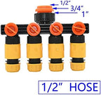 Garden Plumbing Hose Adapter Female 1/2" 3/4" 1" Turn 1/2 3/4 Hose 4 Way Garden Faucet Hose Manifold 16MM 20MM Shunt Four-outlet Irrigation Valve (Color : 1I2 hose) - Image 2