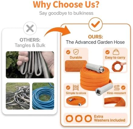 Garden Hose 100ft with Upgraded Hard Grip,Ultra-Light&Flexible Water Hose,Durable All-Weather,Made of TPU,Drinking Water Safe,Easy to Store&Coil,Kink-Free,Ideal for Camping,Car Wash,Yard,Garden,Orange - Image 5