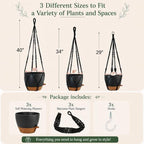 3 Pack Large Hanging Planters for Indoor Plants with Macrame Plant Hangers - Image 2