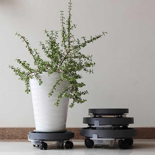 Plant Tray Plant Drip Trays Drip Pan Movable Round with Drip Tray for Indoor Outdoor Plant Caddy(Black,27cm/11in) - Image 5
