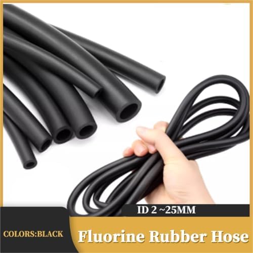 FKM Viton Rubber Hose Tube, ID 2-25mm Oil Fuel Resistant High Temperature Fluorine Pipe 1/2m(2M,ID 4mm x OD 7mm) - Image 2