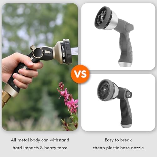 RESTMO Hose Nozzle Heavy Duty, Metal Water Hose Sprayer for Garden - Image 5