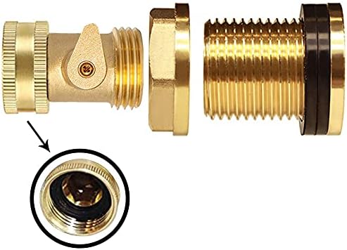 Joywayus 3/4"GHT Female x 1"NPT Male Brass Bulkhead Water Tank Connector & Garden Hose Shut Off Valve Kit with Rubber Washers and Teflon Tape (Pack of 2) - Image 7