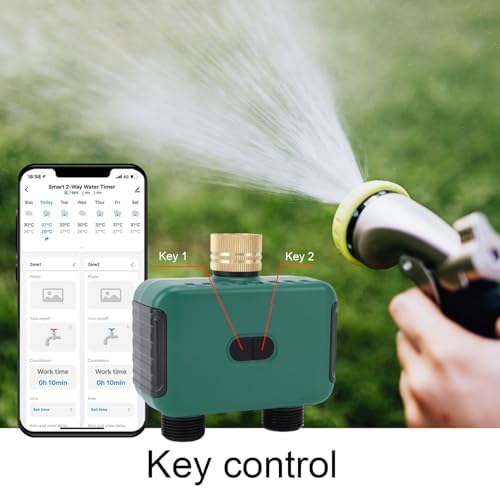 Hilitand Outdoor Smart Dual Zone Water Timer Brass Water Inlet G3/4 Male Thread Hose Connector Sprinkler Controller for Garden Lawn - Image 6