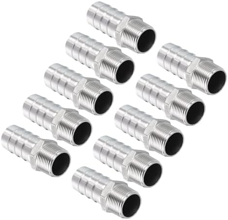10pcs Stainless Steel Hose Barb Fitting 1" Barb to 3/4" NPT Male by Kozelo