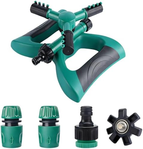 360° Rotating Garden Sprinkler System, Automatic Three-Arm Butterfly Sprayer for Lawn and Yard Irrigation, ABS TPR PP Construction, with Connectors, 9.4 x 7.1 x 3.9 in by Unknown