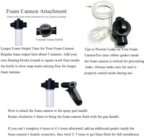 Garden Hose Sprayer Gun, 360° Rotatable Head, Detachable Foam Bottle, 3 Spray Modes, Plastic Body with Brass Connectors, Universal Standard Hose Fit, Great for Garden Watering & Household Car Washing - Image 4