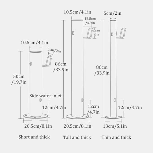 White 304 Stainless Steel Vertical Garden Water Column Garden Hose Holder Freestanding with Faucet Outdoor Garden Water Column Faucet Water Hydrant Fountain for Backyard, Lawns, Restrooms.(50cm/19.7in - Image 2