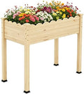 Raised Garden Bed with Legs, 34x18x30in Tall Wooden Elevated Planter Box with Liner for Flowers Vegetables Herbs, Wavy Profile Outdoor Raised Bed for Balcony/Patio/Backyard by Cakhdry