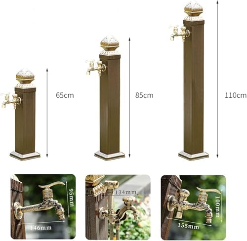 Outdoor Brass Garden Hose Holder - Freestanding Retro Faucet for Easy Car Washing and Watering, Stylish Vertical Water Column Design Height 85cm - Image 2