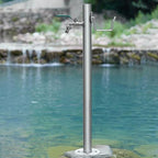 Freestanding Stainless Steel Garden Water Column - Durable Outdoor Hose Stand for Irrigation & Washing, Floor Mounted Water Tap, Stylish Metal Fountain Yard Hydrant by Unknown