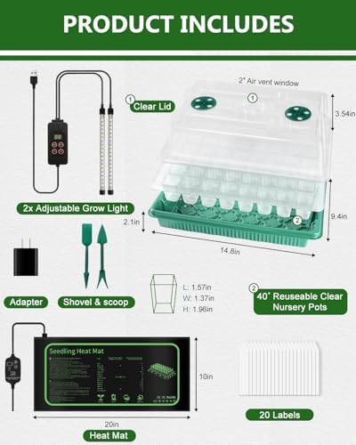 joyhalo 40 Cell Seed Starter Kit with Grow Light and Heating Mat - Image 5
