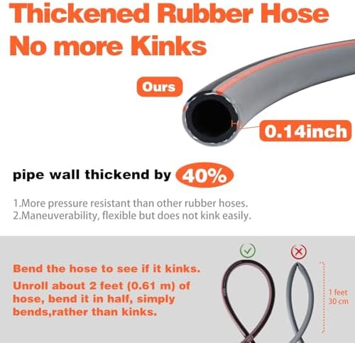 Garden Hose 100 ft 5/8, Rubber Water Hose Heavy Duty - Image 3