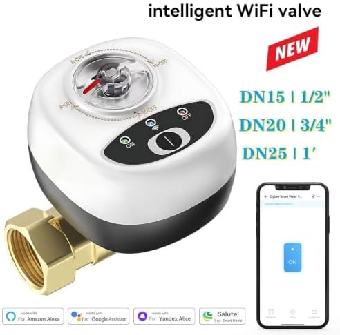 WiFi Smart Ball Valve Auto Shut Off Remote App Control Voice Assistant Compatible for Alexa Google Direct Connect No for gateway Leak Alarm Timer Copper Leak Detection Shutoff(DN25) - Image 2